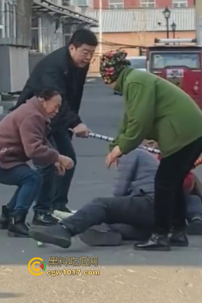 大爷手贱开狗笼被比特犬当场反咬！女主人抱不住狗，大妈大爷拿棍子打像挠痒，比特犬得配上香料才安抚大爷的心！-8